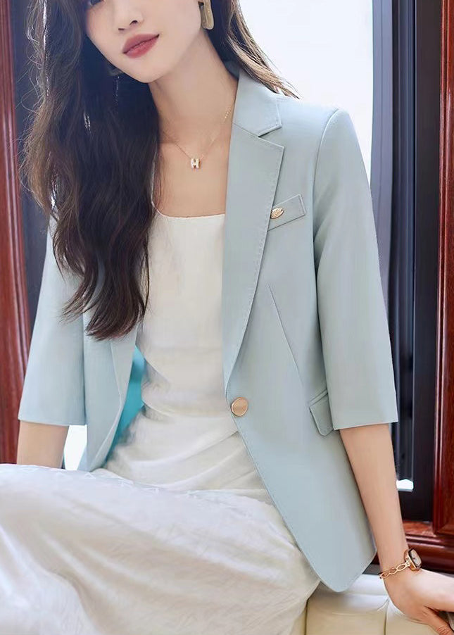 Sky Blue Spandex Jackets Notched Half Sleeve YJ055