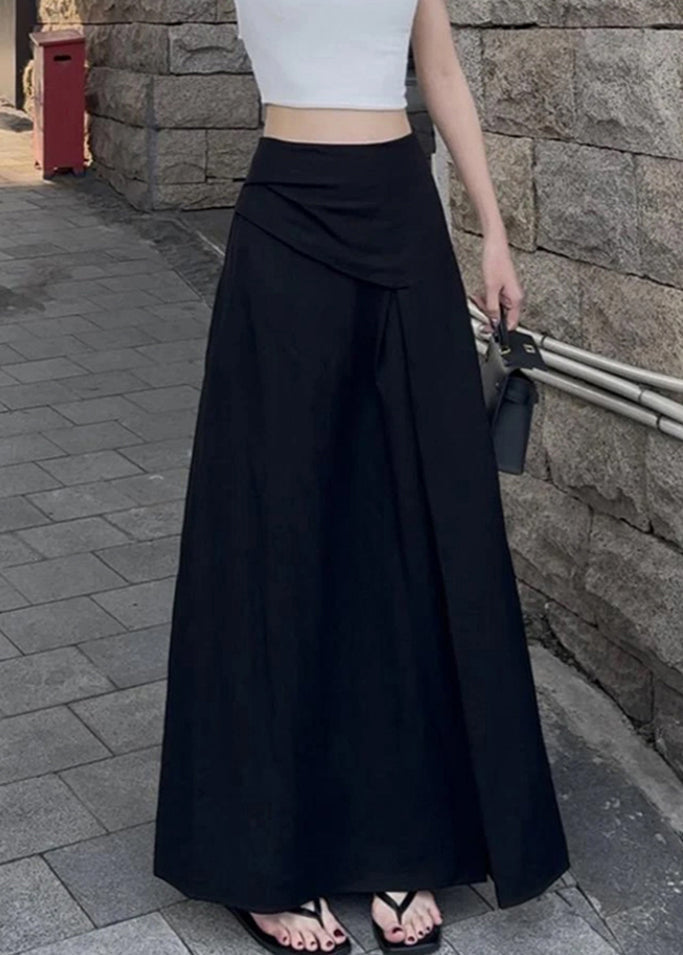 Summer Open Waist High Side Cotton Black Skirts Slim Fit