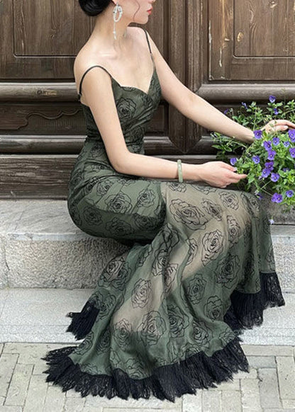 Fit Strap Lace Blackish Spaghetti Neck Green V Patchwork Slim