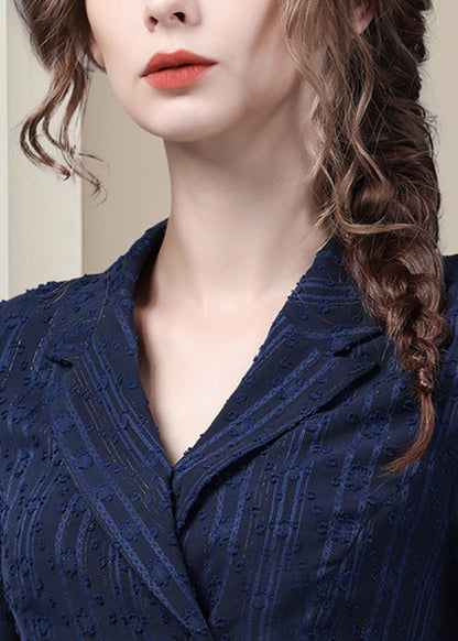 Blue Shirt Peter Fit Pan Summer Button Chiffon Slim Collar