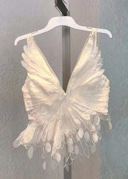 Neck Tank Cotton Design Original Sleeveless V White Fit Slim