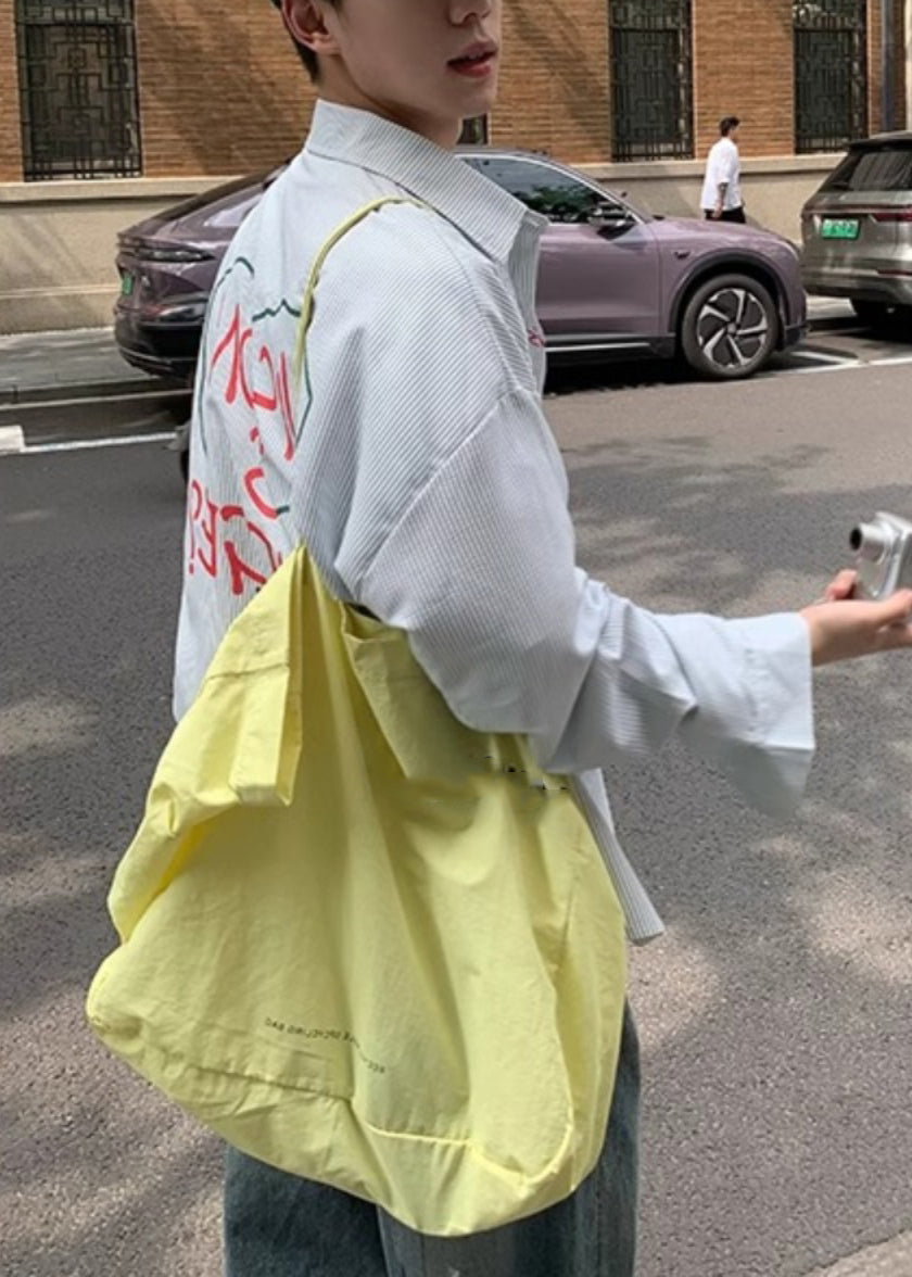 Cotton Men Shirts Striped Collar Blue Letter Spring Peter Pan