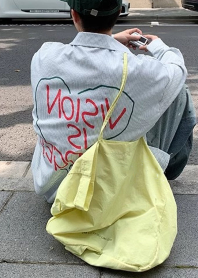 Cotton Men Shirts Striped Collar Blue Letter Spring Peter Pan