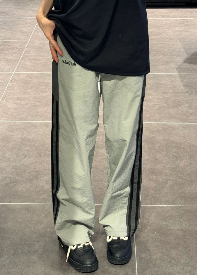 Cotton Waist Striped Thin Elastic Pants Patchwork Green Mens