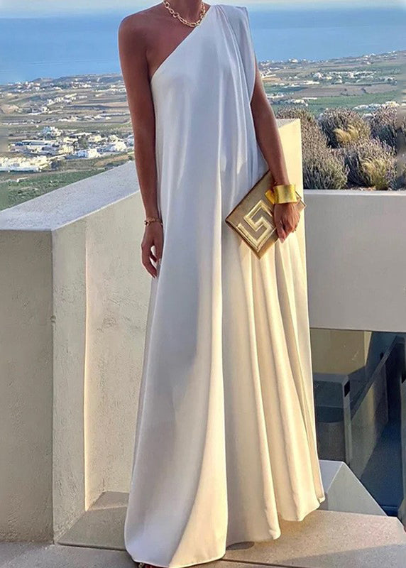 Shoulder Summer Black Dresses Party One Style Cotton Long