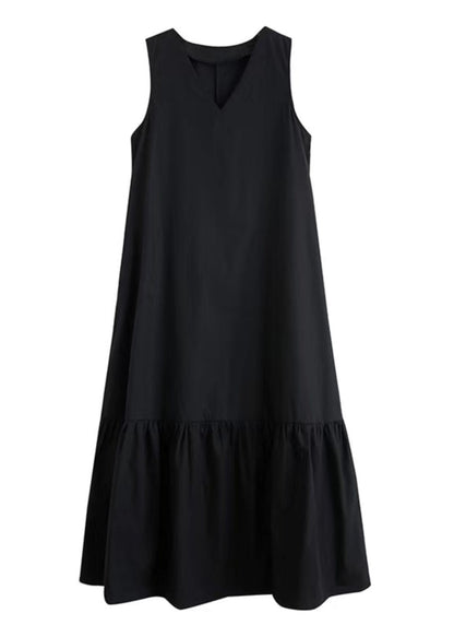 Style Cotton Holiday Oversized Hem Large Black Dress Summer Exra