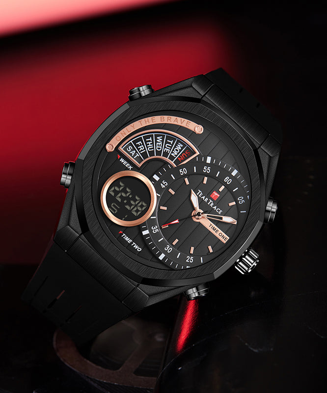 Rubber Silicone Black Quartz Movement Watches Waterproof Style