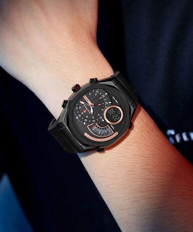 Rubber Silicone Black Quartz Movement Watches Waterproof Style