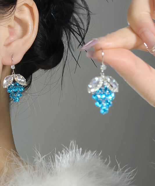 Blue Alloy Earrings Style Drop Grapes Zircon Crystal
