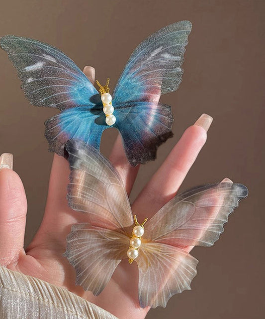 Stil: Blaue Haarnadel mit Schmetterling aus Sterlingsilber mit Perlentüll PO050