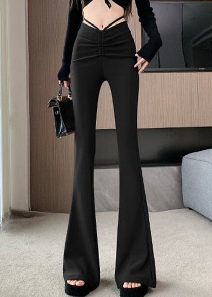 Flared Waist Style Trousers Patchwork High Summer Coffee