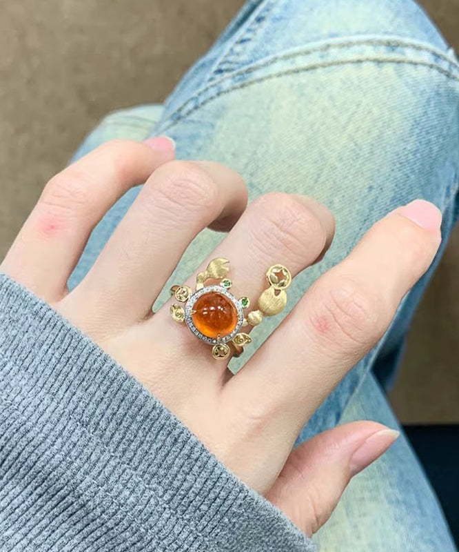 Gold Crab Style Zircon Stone Alloy Gem Rings