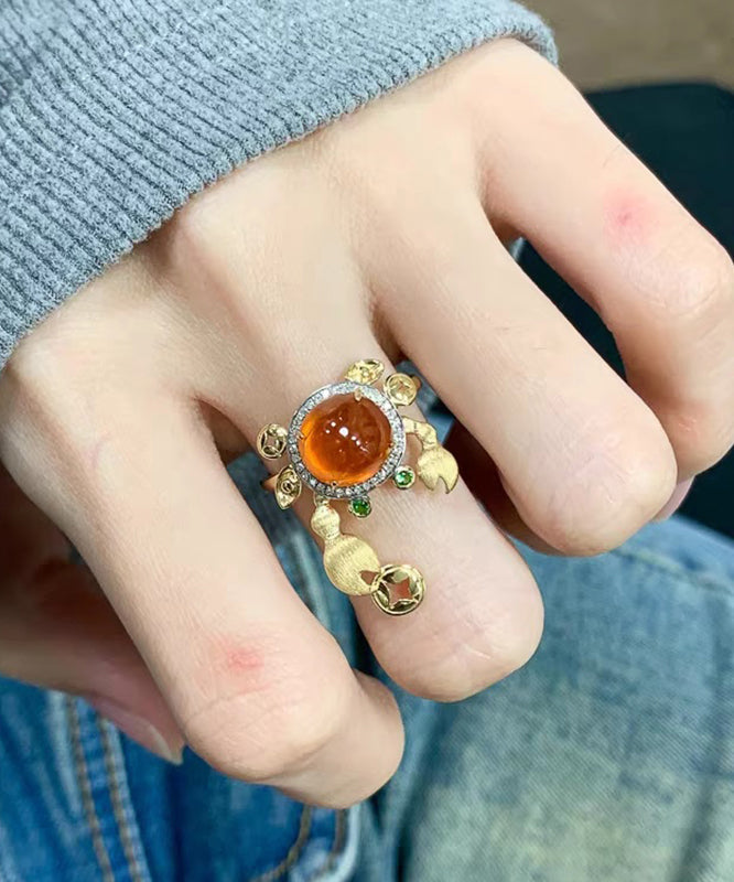 Gold Crab Style Zircon Stone Alloy Gem Rings