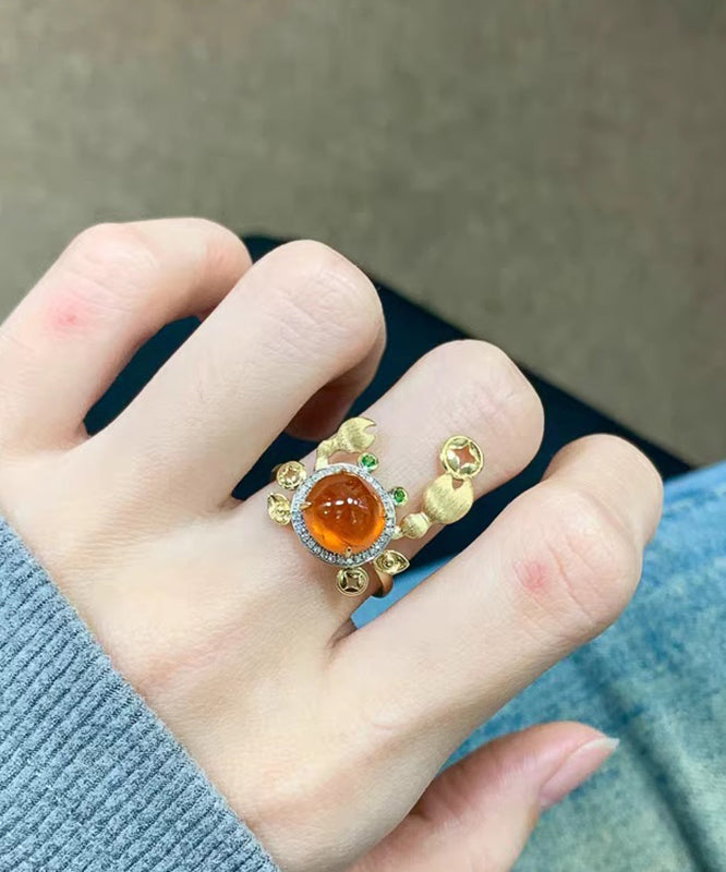 Gold Crab Style Zircon Stone Alloy Gem Rings
