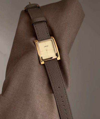 Leather Style Watches Movement Quartz Gold Alloy