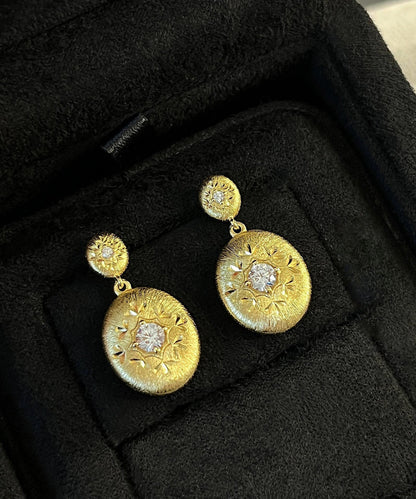 Style Gold Sterling Silver Overgild Zircon Drop Earrings AC1061