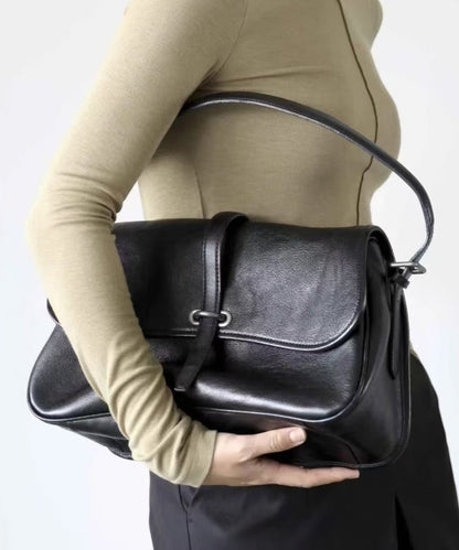 Large Shoulder Orange Bags Leather Capacity Style