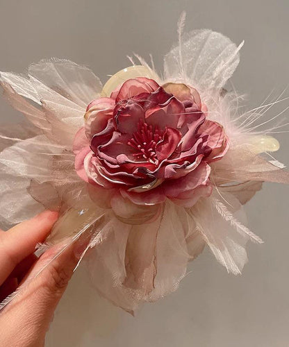 Style Fabric Floral Hairpin Acrylic Pink