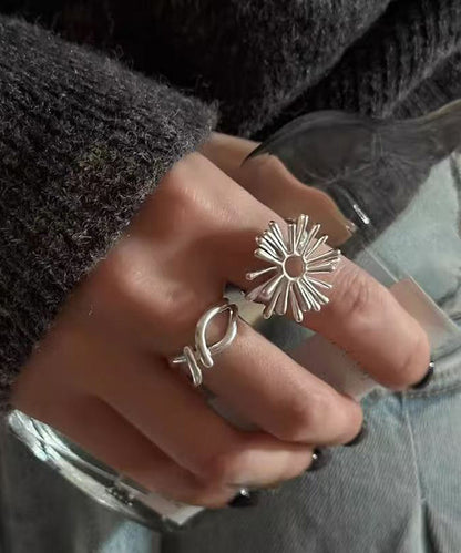 Out Asymmetrical Silk Rings Hollow Alloy Style Fireworks