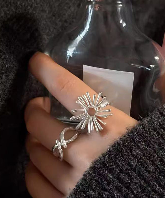 Out Asymmetrical Silk Rings Hollow Alloy Style Fireworks