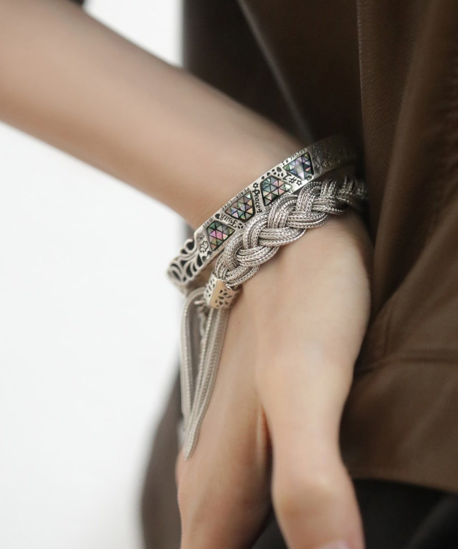 Style Silk Sterling Silver Woven Tassel Charm Bracelet TX049