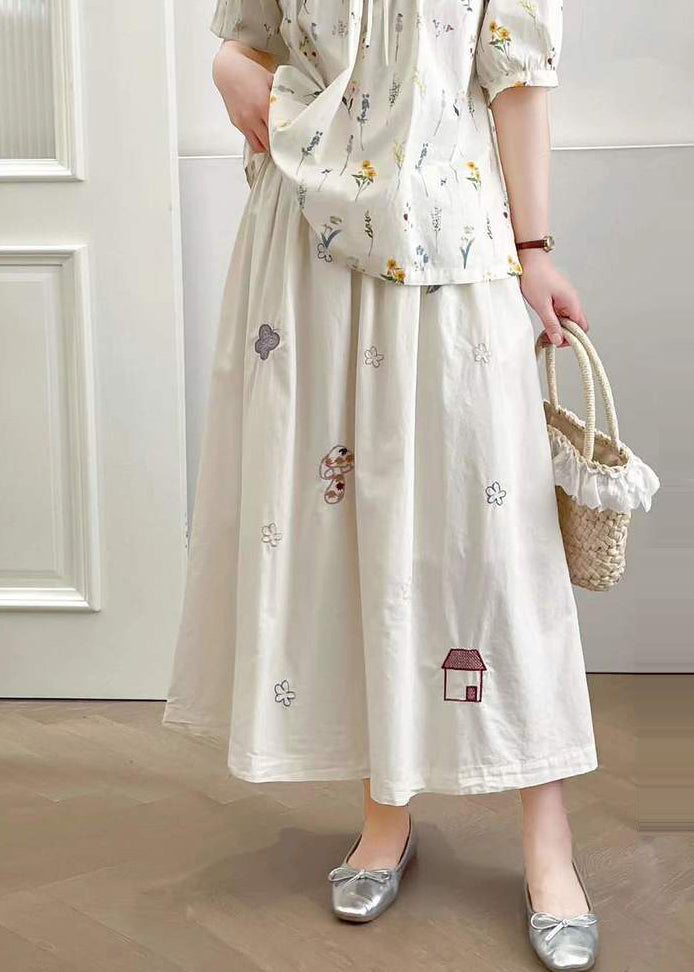Cotton White Summer Embroidered Skirt Style