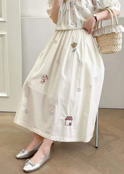 Cotton White Summer Embroidered Skirt Style