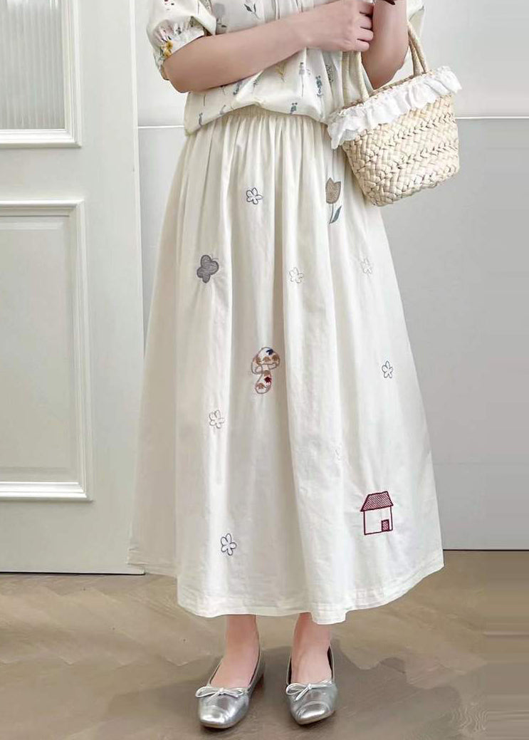 Cotton White Summer Embroidered Skirt Style