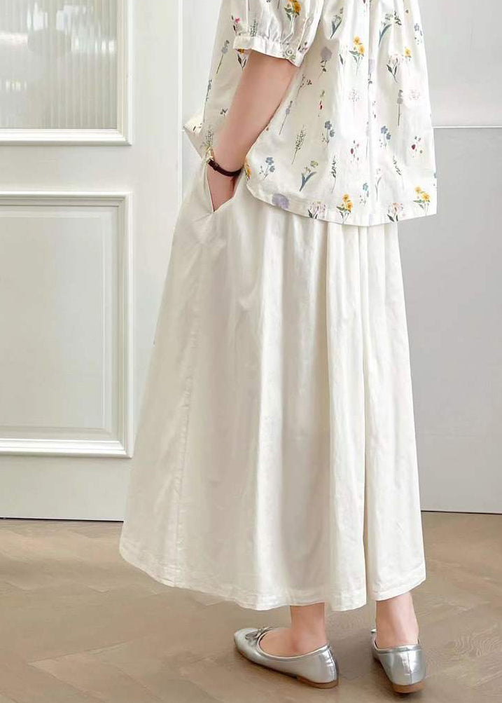 Cotton White Summer Embroidered Skirt Style