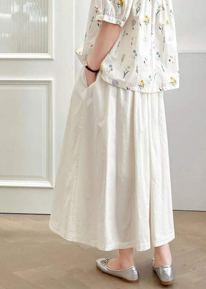 Cotton White Summer Embroidered Skirt Style