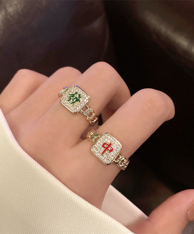 Rings Stylish Set Zircon Alloy Two-Piece Mahjong