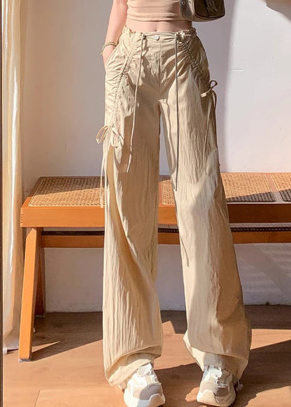 Drawstring Pants Drying Spring Sports Bow Apricot Quick Stylish