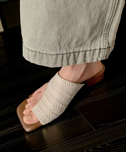 Faux Apricot Flops Stylish Chunky Splicing Flip Leather