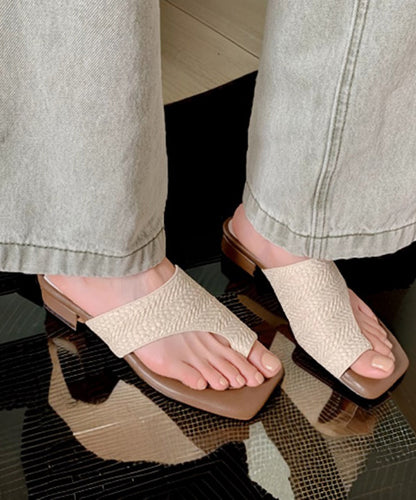 Faux Apricot Flops Stylish Chunky Splicing Flip Leather