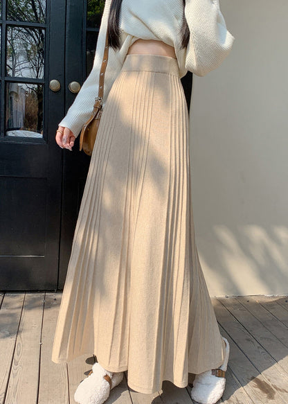Stylish Beige Exra Large Hem Knit A Line Skirt Spring YP055