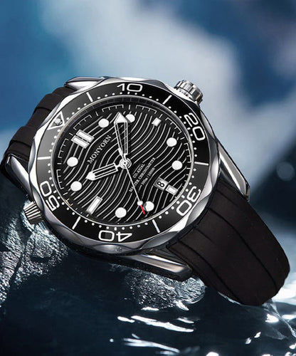 Metal Silicone Stylish Quartz Movement Men Black Watches