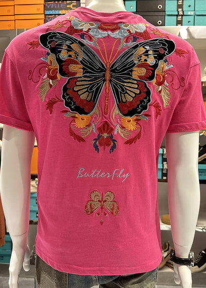 Summer Mens Embroideried Black T O-Neck Stylish Shirt