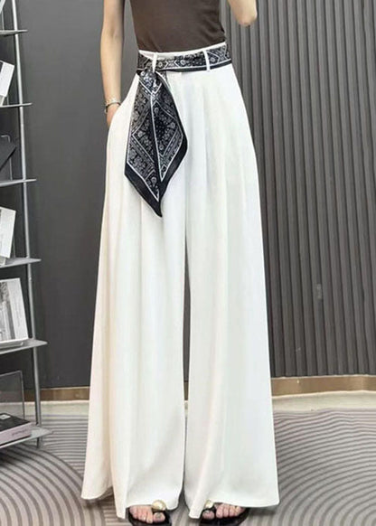 Wide Leg Stylish Pants Waist Black Spandex Fall High Pockets