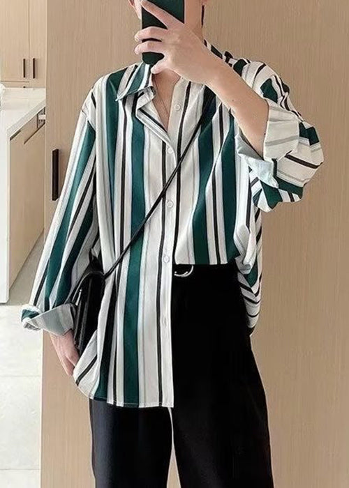 Men Striped Spring Cotton Button Black Shirts Stylish