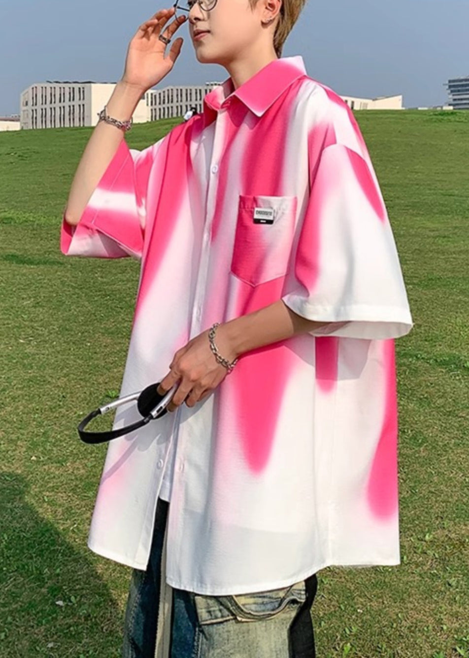 Tie Cotton Green Men Pockets Blackish Dye Shirts Stylish Half