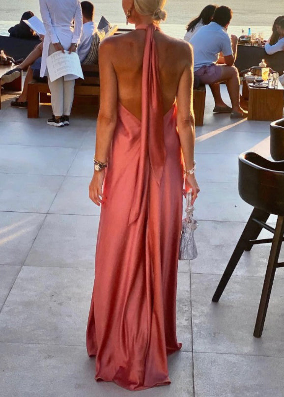 Maxi Sleeveless Cotton Blue Lace Up Dresses Stylish Backless