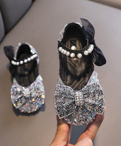 Shoes Stylish Kids Flat Bow Pearl Strap Blue Buckle For