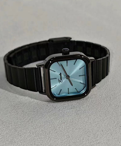 Stylish Blue Square Stainless Watches Steel Waterproof