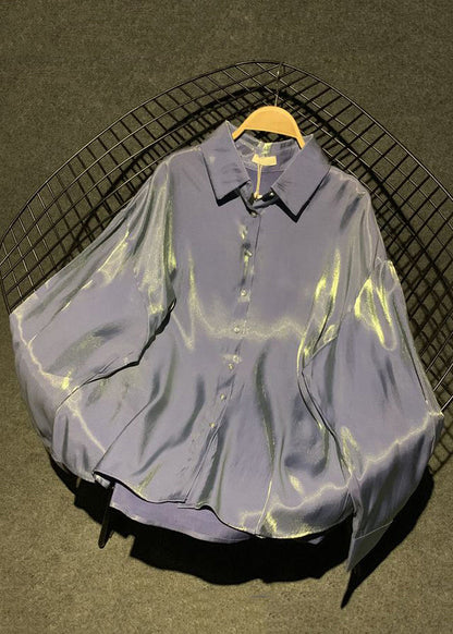 Red Button Collar Fall Pan Stylish Silk Peter Shirts Brick
