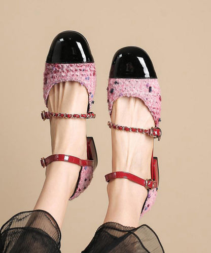 Stilvolle Loafer-Schuhe aus rosa Kunstleder mit Schnallenriemen XC1030