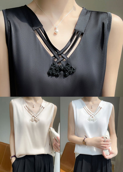 Bead Solid Summer Color Tank Champagne Nail Stylish Silk