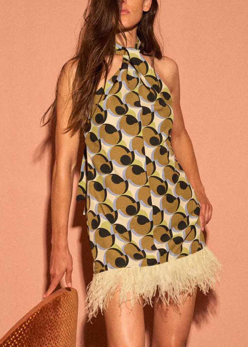 Tassel Mid Patchwork Stylish Dress Print Geometric Cotton