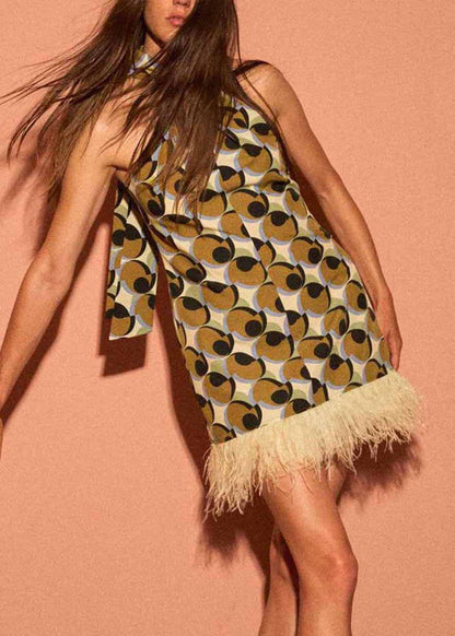 Tassel Mid Patchwork Stylish Dress Print Geometric Cotton