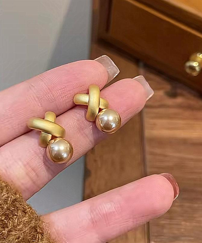 Stud Stylish Pearl Silver Overgild Gold Earrings Sterling