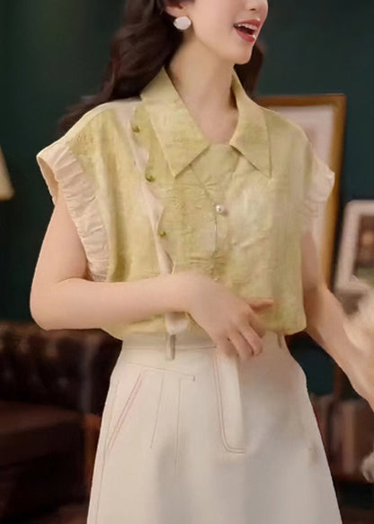 Shirt Collar Summer Patchwork Pan Stylish Peter Green Cotton